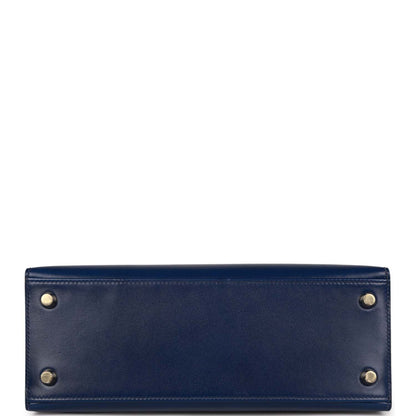 Hermes Kelly 25 Sellier Bleu Saphir Box Gold Hardware