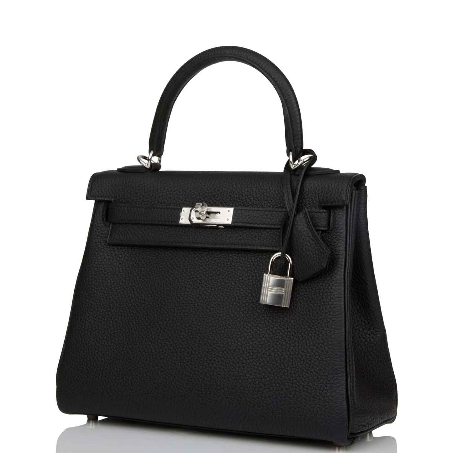 Hermes Kelly 25 Retourne Black Togo Palladium Hardware