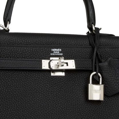 Hermes Kelly 25 Retourne Black Togo Palladium Hardware