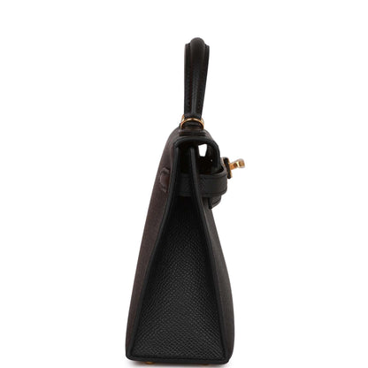 Hermes Kelly 20 Sellier Black Epsom Gold Hardware