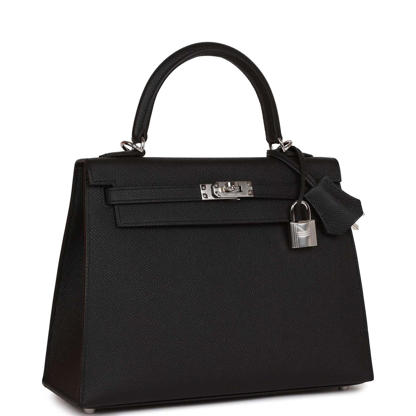 Hermes Kelly 25 Sellier Black Epsom Palladium Hardware