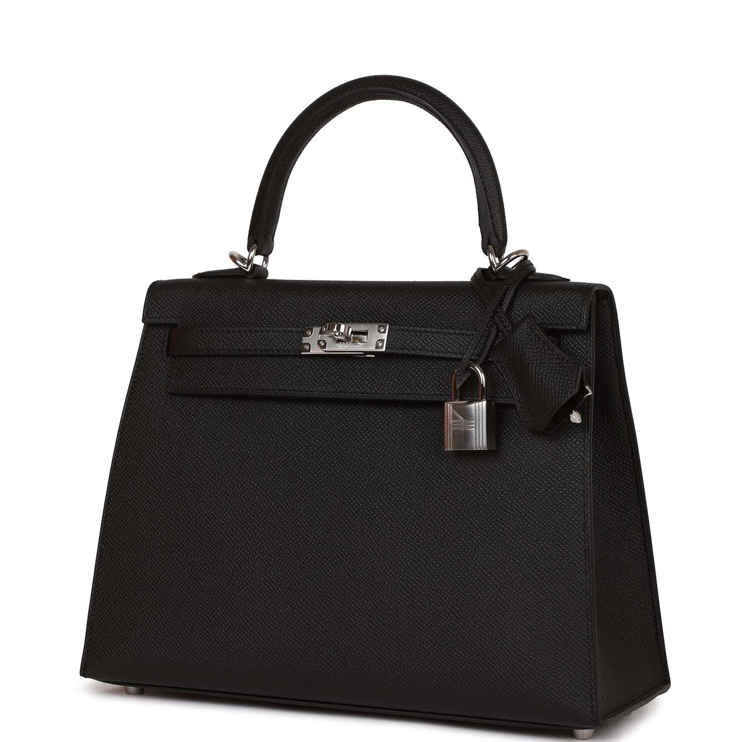Hermes Kelly 25 Sellier Black Epsom Palladium Hardware