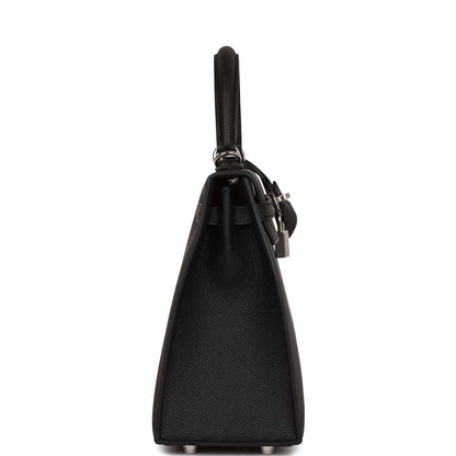 Hermes Kelly 25 Sellier Black Epsom Palladium Hardware