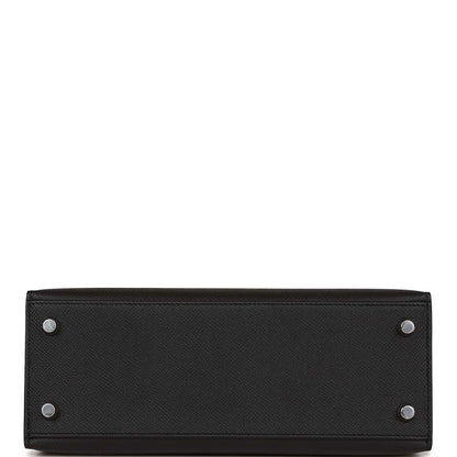 Hermes Kelly 25 Sellier Black Epsom Palladium Hardware