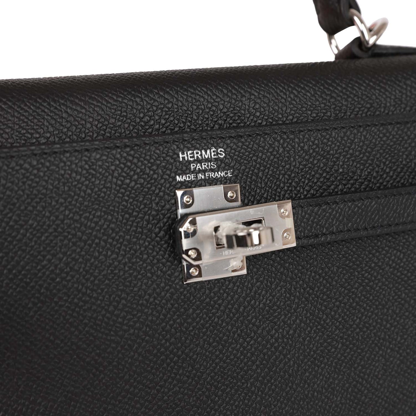 Hermes Kelly 25 Sellier Black Epsom Palladium Hardware
