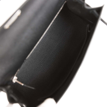 Hermes Kelly 25 Sellier Black Epsom Palladium Hardware