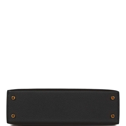 Hermes Kelly 20 Sellier Black Epsom Gold Hardware
