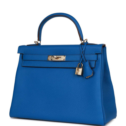 Hermes Kelly 32 Retourne Bleu Royal Verso Togo Permabrass Hardware