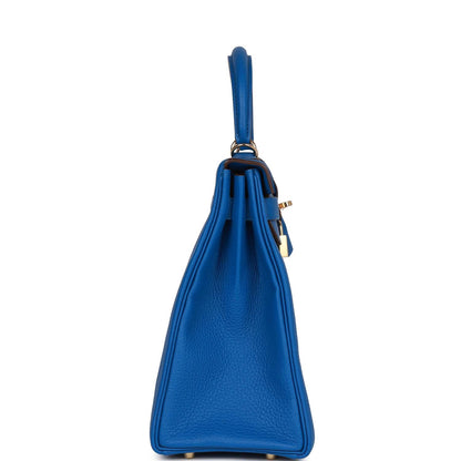 Hermes Kelly 32 Retourne Bleu Royal Verso Togo Permabrass Hardware