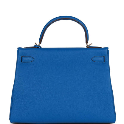 Hermes Kelly 32 Retourne Bleu Royal Verso Togo Permabrass Hardware