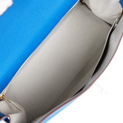 Hermes Kelly 32 Retourne Bleu Royal Verso Togo Permabrass Hardware