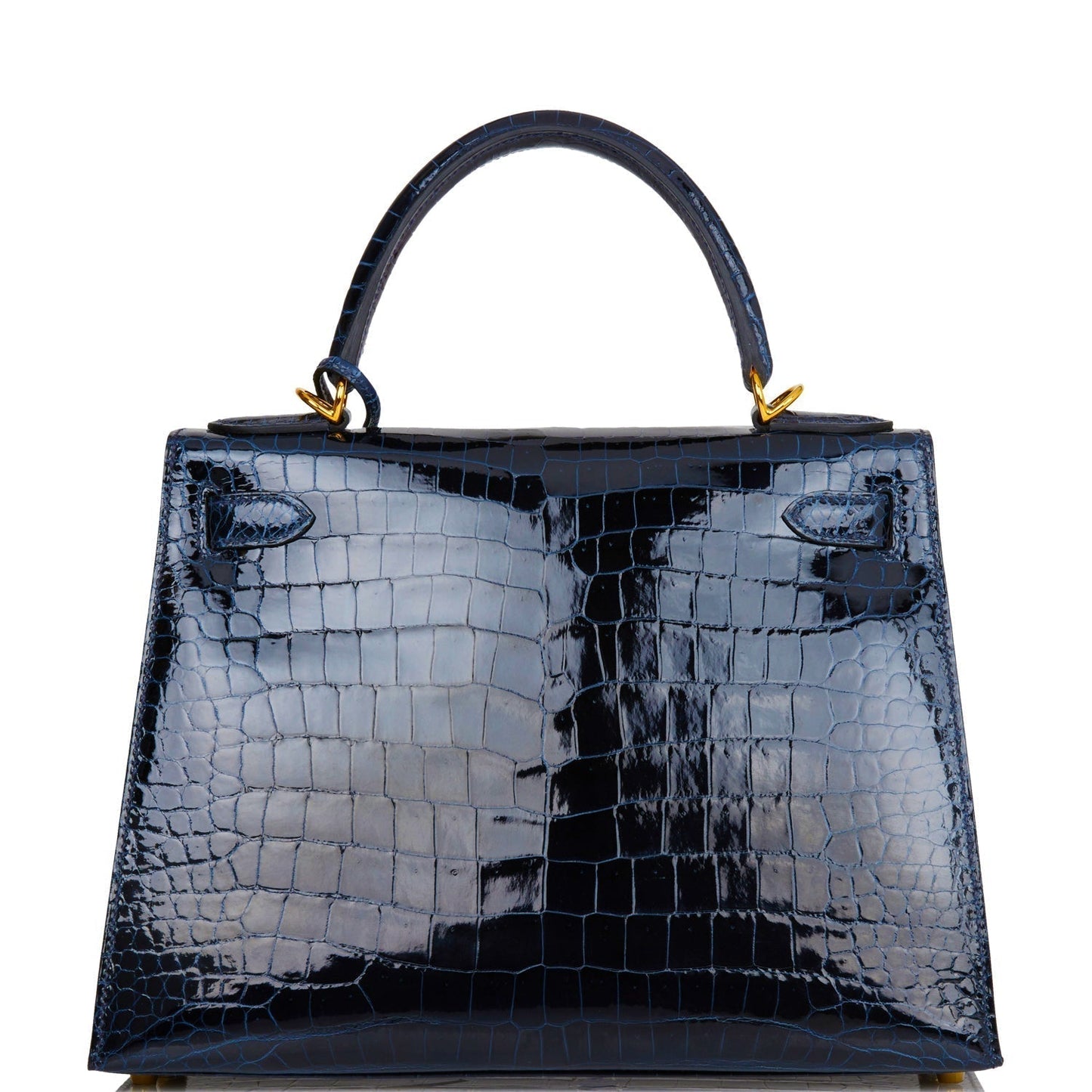 Hermes Kelly 28 Sellier Bleu Baltique Shiny Porosus Crocodile Gold Hardware