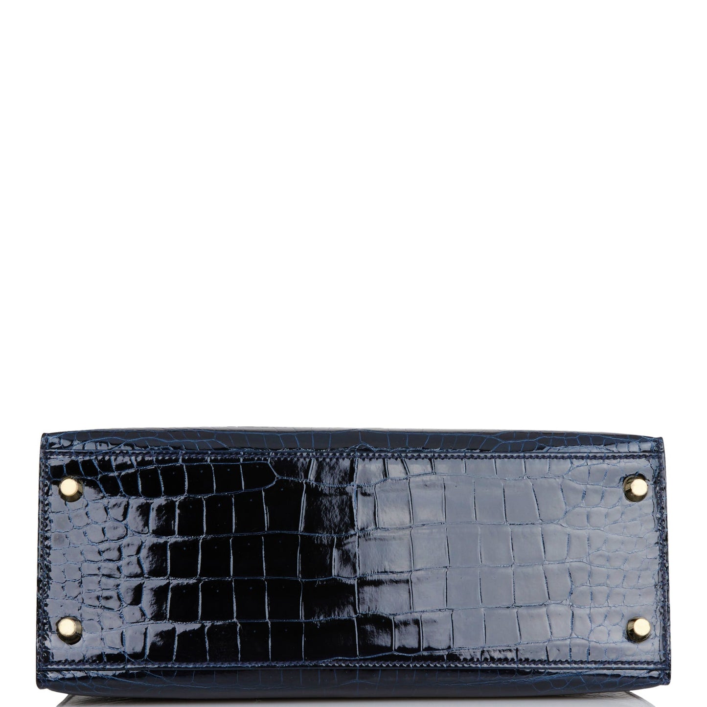 Hermes Kelly 28 Sellier Bleu Baltique Shiny Porosus Crocodile Gold Hardware