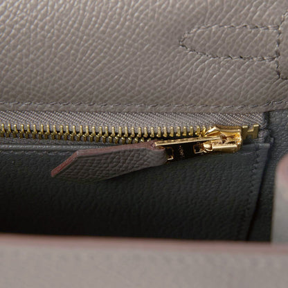 Hermes Kelly 25 Sellier Etain Epsom Gold Hardware