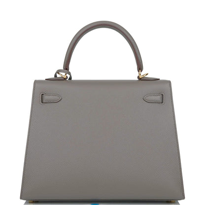 Hermes Kelly 25 Sellier Etain Epsom Gold Hardware