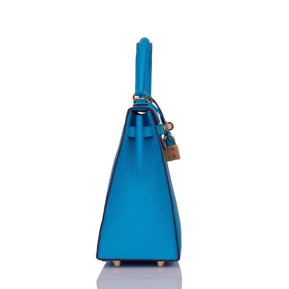 Hermes Kelly 25 Sellier Bleu Frida Epsom Gold Hardware