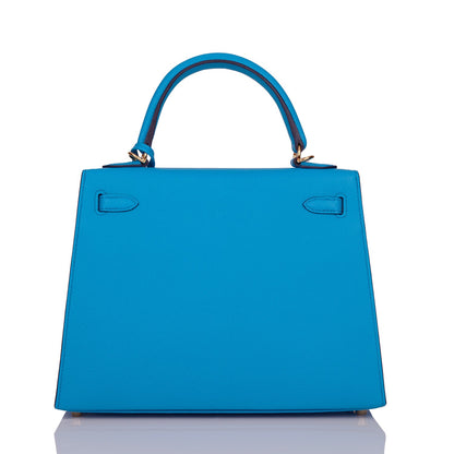 Hermes Kelly 25 Sellier Bleu Frida Epsom Gold Hardware