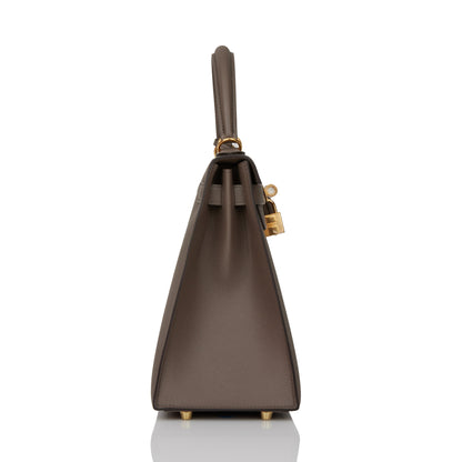 Hermes Kelly 28 Sellier Etain Epsom Gold Hardware