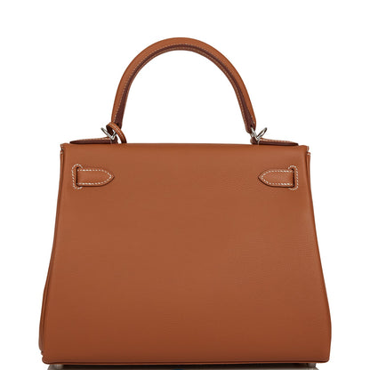 Hermes Kelly 28 Retourne Gold Evercolor Palladium Hardware