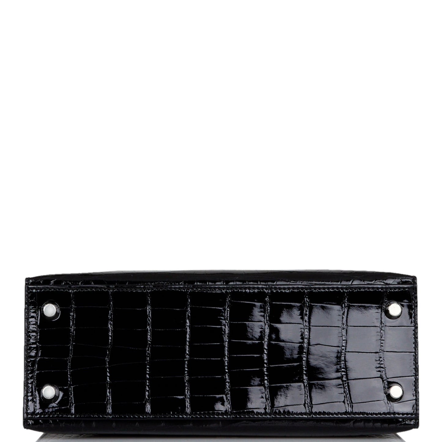 Hermes Kelly 25 Sellier Black Shiny Alligator Palladium Hardware