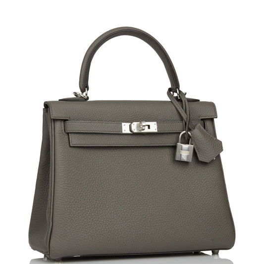 Hermes Kelly 25 Retourne Etain Togo Palladium Hardware
