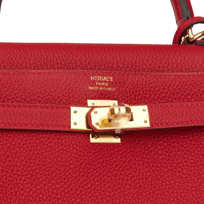 Hermes Kelly 25 Retourne Rouge Casaque Togo Gold Hardware