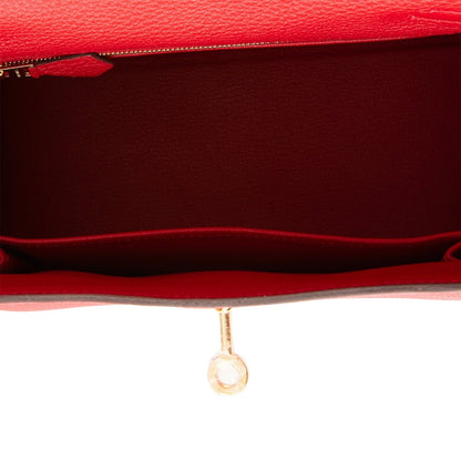 Hermes Kelly 25 Retourne Rouge Casaque Togo Gold Hardware