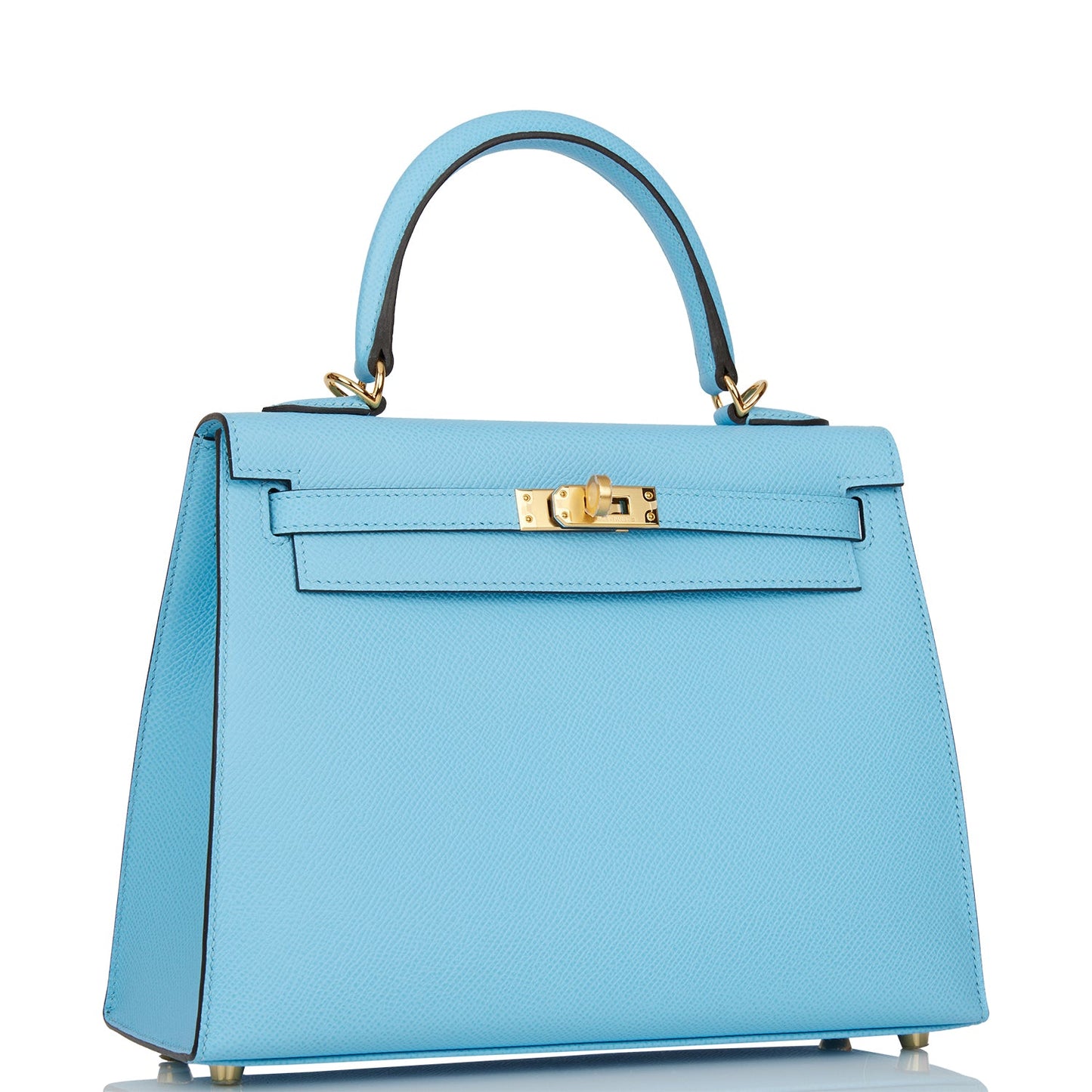 Hermes Kelly 25 Sellier Celeste Epsom Gold Hardware