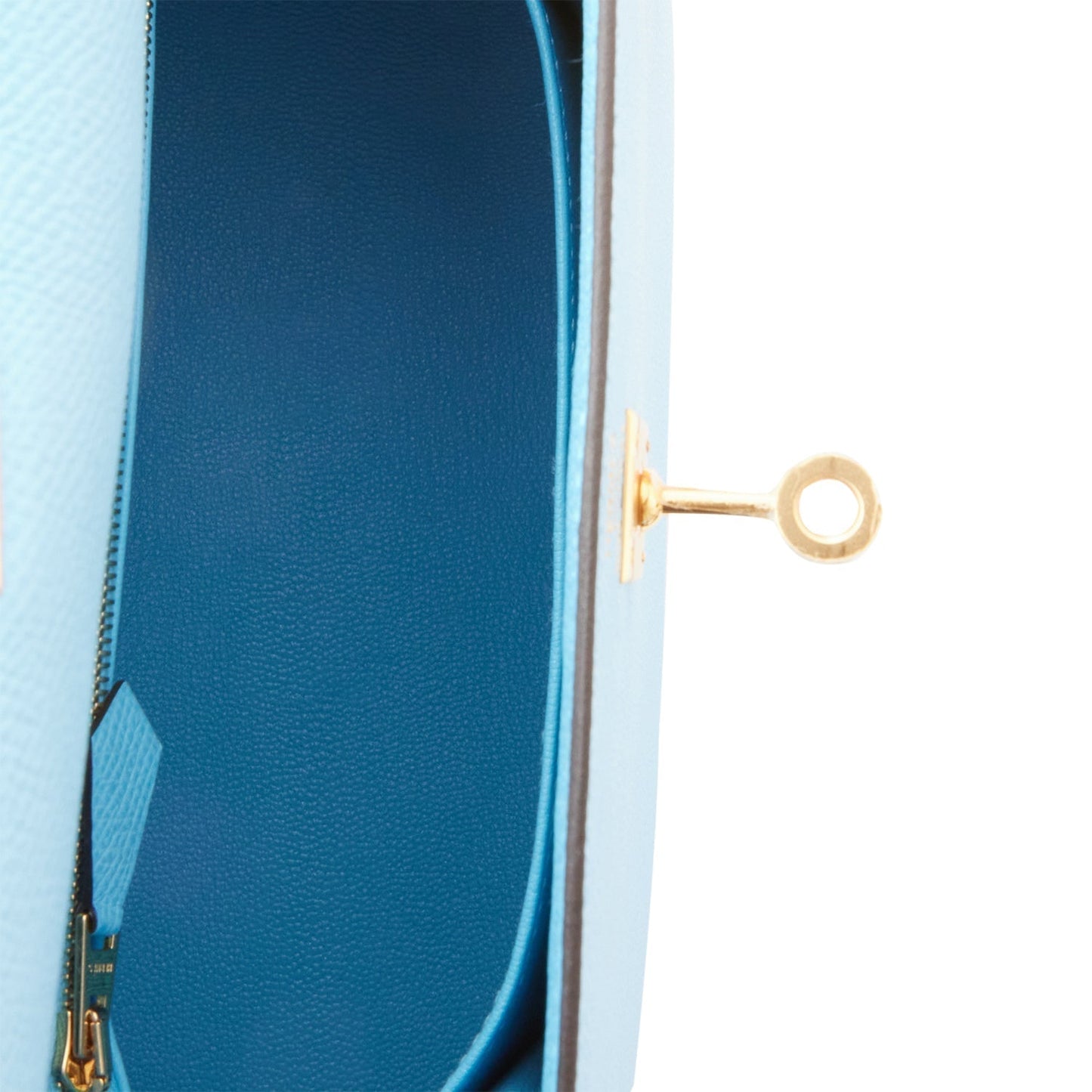 Hermes Kelly 25 Sellier Celeste Epsom Gold Hardware