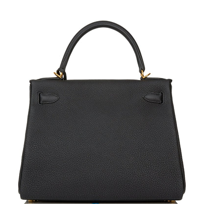 Hermes Kelly 28 Retourne Black Togo Gold Hardware