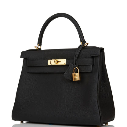 Hermes Kelly 28 Retourne Black Togo Gold Hardware