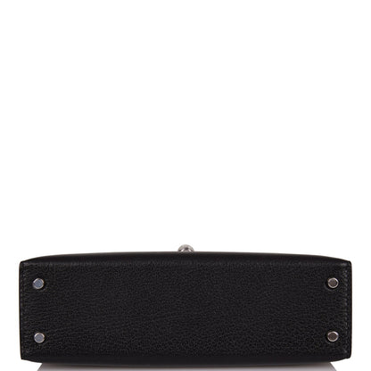 Hermes Kelly 20 Sellier Black Chevre Chamkila Palladium Hardware