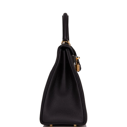 Hermes Kelly 28 Retourne Black Togo Gold Hardware