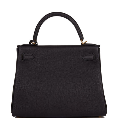 Hermes Kelly 28 Retourne Black Togo Gold Hardware