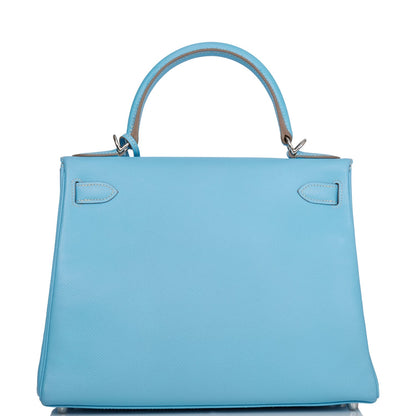 Hermes Kelly 28 Retourne Celeste Candy Epsom Palladium Hardware