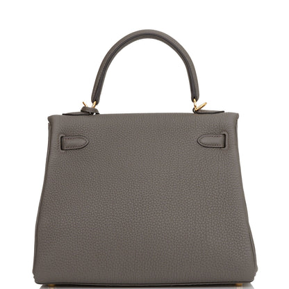 Hermes Kelly 25 Retourne Etain Togo Gold Hardware