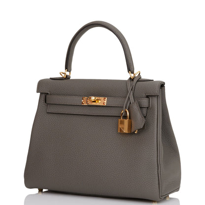 Hermes Kelly 25 Retourne Etain Togo Gold Hardware