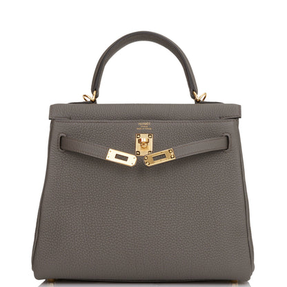 Hermes Kelly 25 Retourne Etain Togo Gold Hardware