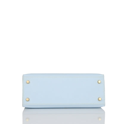 Hermes Kelly 25 Sellier Bleu Brume Epsom Gold Hardware