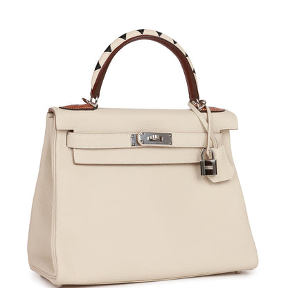 Hermes Kelly 28 Retourne Craie Au Gallop Togo Palladium Hardware