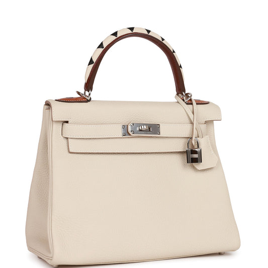 Hermes Kelly 28 Retourne Craie Au Gallop Togo Palladium Hardware