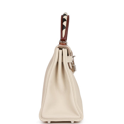 Hermes Kelly 28 Retourne Craie Au Gallop Togo Palladium Hardware