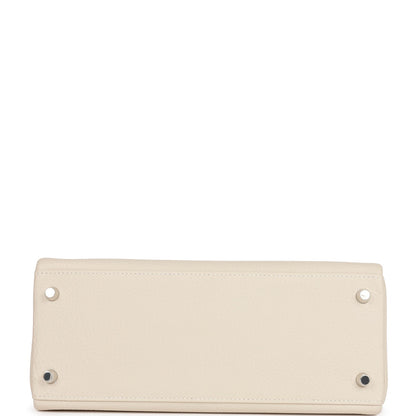 Hermes Kelly 28 Retourne Craie Au Gallop Togo Palladium Hardware