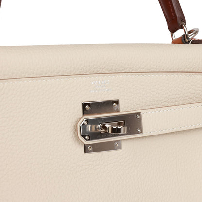 Hermes Kelly 28 Retourne Craie Au Gallop Togo Palladium Hardware