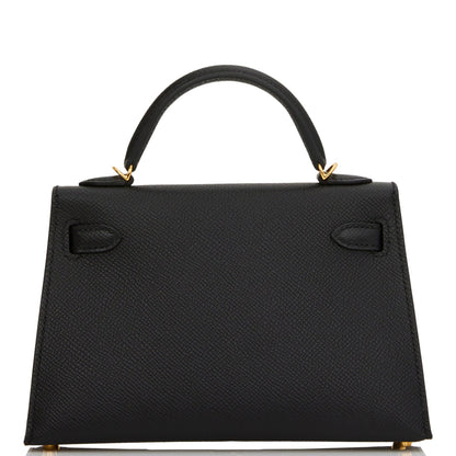 Hermes Kelly 20 Sellier Black Epsom Gold Hardware