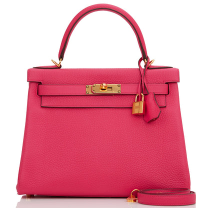 Hermes Kelly 28 Retourne Rose Extreme Clemence Gold Hardware