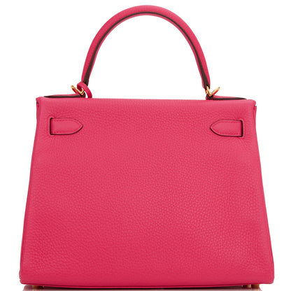 Hermes Kelly 28 Retourne Rose Extreme Clemence Gold Hardware