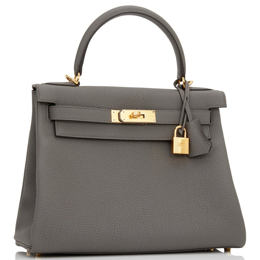 Hermes Kelly 28 Retourne Etain Togo Gold Hardware