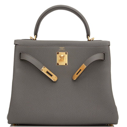 Hermes Kelly 28 Retourne Etain Togo Gold Hardware