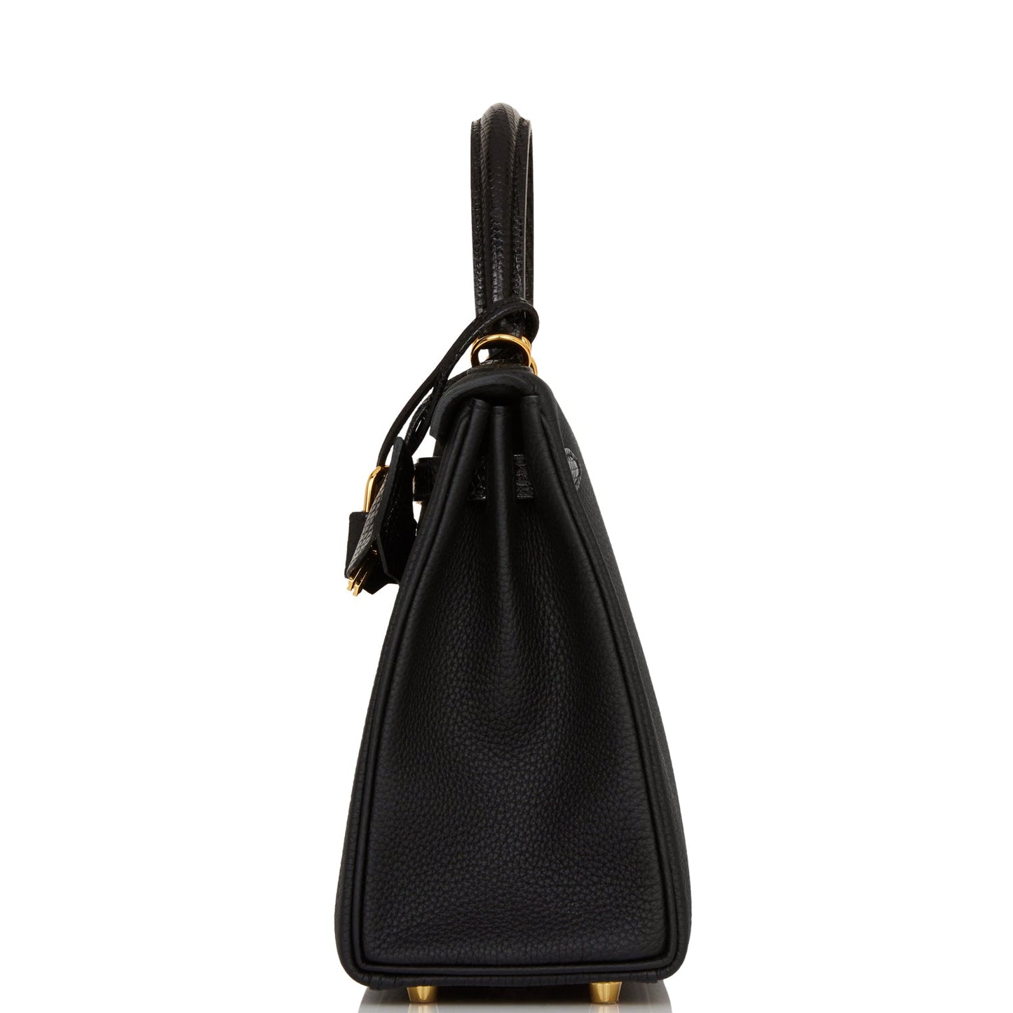 Hermes Kelly 25 Retourne Black Togo and Lizard Touch Gold Hardware